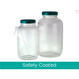 Qorpak® 128oz Clear Safety Coated Glass Standard Wide Mouth Bottle 89-400 Neck Finish 4/Pack GLA-00950