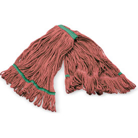 Carlisle® 4-Ply Anti-Microbial Looped End Mop w/ Green Band Medium Red 369320M05 - Pkg Qty 12