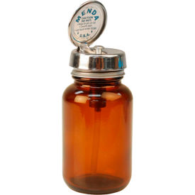 Menda 35112 Round Amber Glass Liquid Dispenser with Pure-Touch Pump 4 oz. 35112