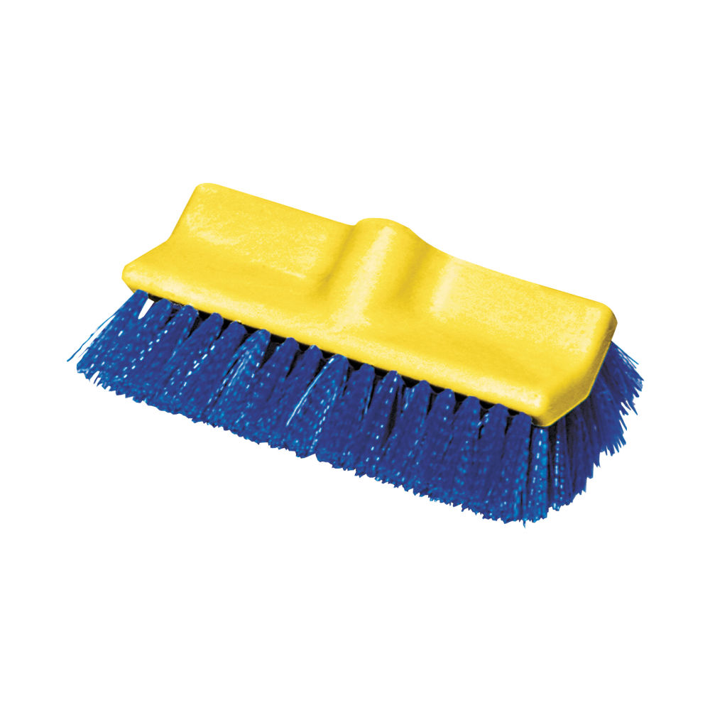 Rubbermaid Commercial Bi-Level Deck Scrub Brush, Poly Fibers, 10 Plastic Block, Tapered Hole, 1 Brush MPN:633700BE