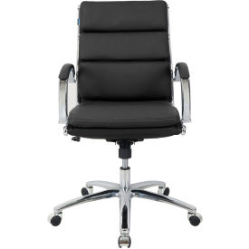 Interion® Antimicrobial Bonded Leather Modern Ribbed Executive Chair Black 640BK-AM695