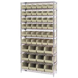GoVets™ Chrome Wire Shelving With 48 Giant Plastic Stacking Bins Ivory 36x14x74 925BG268