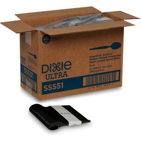 Dixie® SmartStock Series-O Mediumweight Cutlery Refill Spoons Black 40/Pack 24 Packs/Carton SSS51