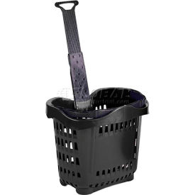 VersaCart ® Plastic Rolling Shopping Basket 43 Liter Black Pack Qty of 6 - Pkg Qty 6 201-43L-BLK