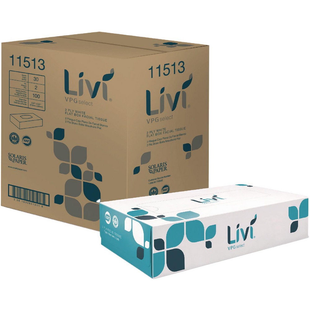 Facial Tissue; Container Type: Flat Box ; Recycled Fiber: No ; Number of Tissues: 3000 ; Tissue Color: White ; Boxes per Case: 30 ; Number Of Plys: 2.000 MPN:SOL11513 - Pkg Qty 30