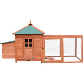 Hanover Wooden Chicken Coop with Ramp Nesting Box Wire Mesh Run and Waterproof Roof HANCC0101-CDR