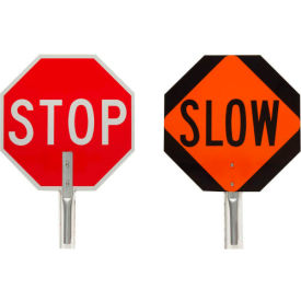 Brady® 57754 Traffic Control Paddle 2 Sided Stop/Slow Sign Aluminum 18