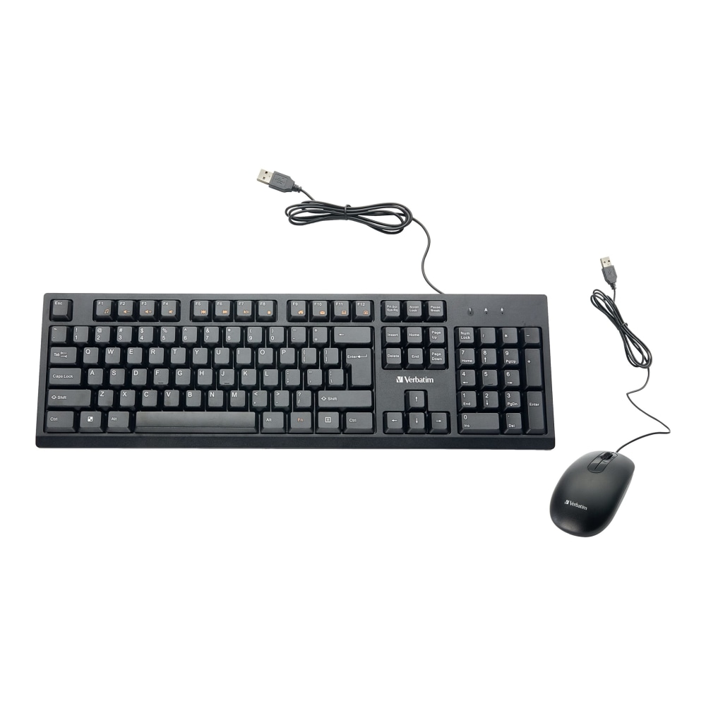 Verbatim Wired Keyboard and Mouse - USB Cable Keyboard - USB Mouse - 1000 dpi - Multimedia Hot Key(s) - 70734 MPN:70734