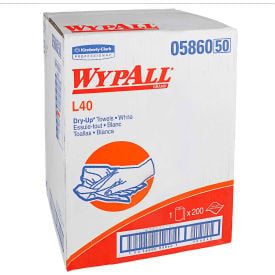 WypAll® L40 Towels Dry Up Towels 19.5 x 42 White 200 Towels/Roll KCC 05860