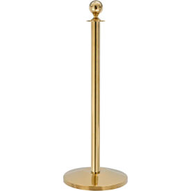 Queueway Post Rope Crowd Control Queue Sphere Ball Top Stanchion Polished Brass Economy QWAY312-2P - Pkg Qty 2