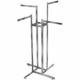 4-Way w/ Straight Arms (K85) Garment Rack - Rectangular Tubing - Chrome K85