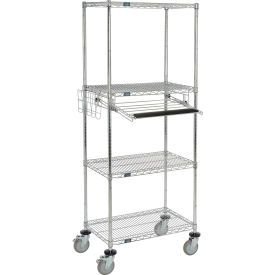 Nexel™ 4-Shelf Mobile Wire Computer Workstation with Keyboard Tray 30