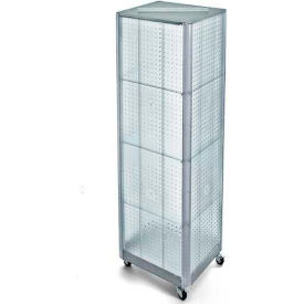 Global Approved 700406-CLR Four-Sided Spinning Pegboard Floor Display W/ Wheels 16