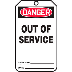 Accuform MDT246CTP Danger Out Of Service Tag PF-Cardstock 25/Pack MDT246CTP
