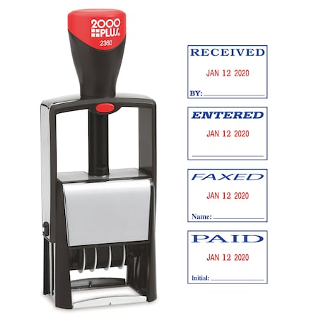Date/Message Stamp, 4 In 1, Red/Blue Ink MPN:011035