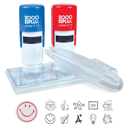 Stamp Kit, Office, Red/Blue Ink MPN:030360