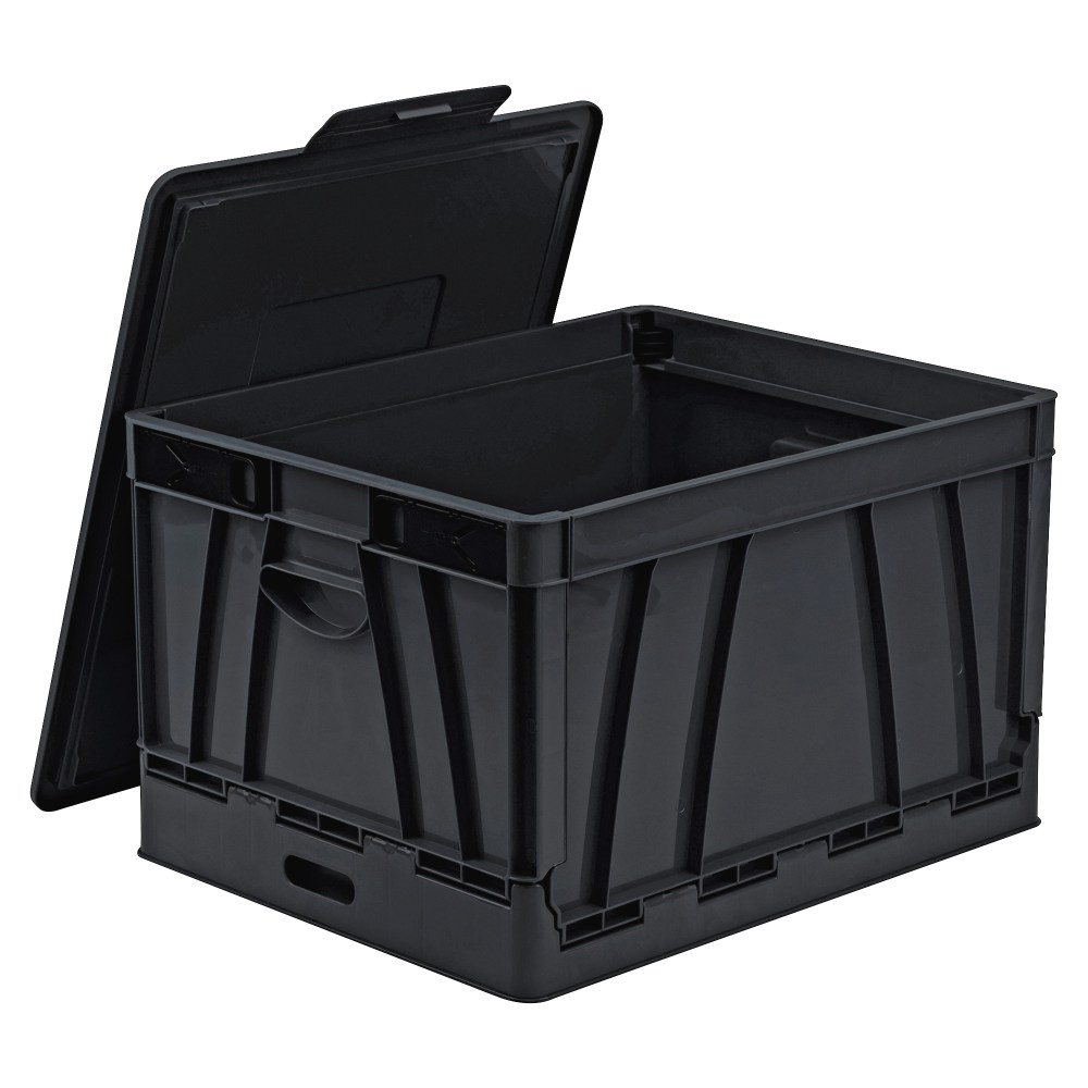 Storex Collapsible Storage File Storage Crate, Medium Size, Black MPN:61809U04C