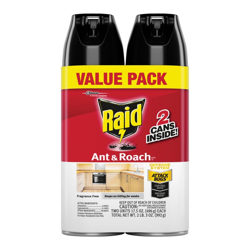 Raid Ant & Roach Killer Spray, Fragrance-Free, 17.5 Oz, Pack Of 2 MPN:385310