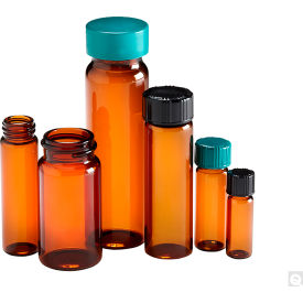 Qorpak 21 x 70mm 4 dram Amber Vial w/18-400 Green Thermoset F217 & PTFE Lined Cap 144PK GLC-06789