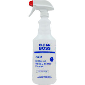 CleanBoss Pro BioBased Glass & Mirror Cleaner Concentrate 32 oz. Bottle 6/Case 35773414-T
