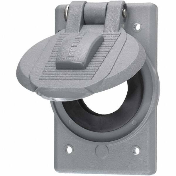 Weatherproof Box Covers; Electrical Box Shape: Round; Number Of Outlets: 1; Resistance Features: Weather-Resistant; Housing Material: Thermoplastic; Overall Length: 4.5600 in; Recommended Environment: Wet Location; Overall Width: MPN:HBL7424WO