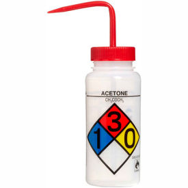 Bel-Art LDPE Wash Bottles 117160001 500ml Acetone Label Red Cap Wide Mouth 4/PK 11716-0001