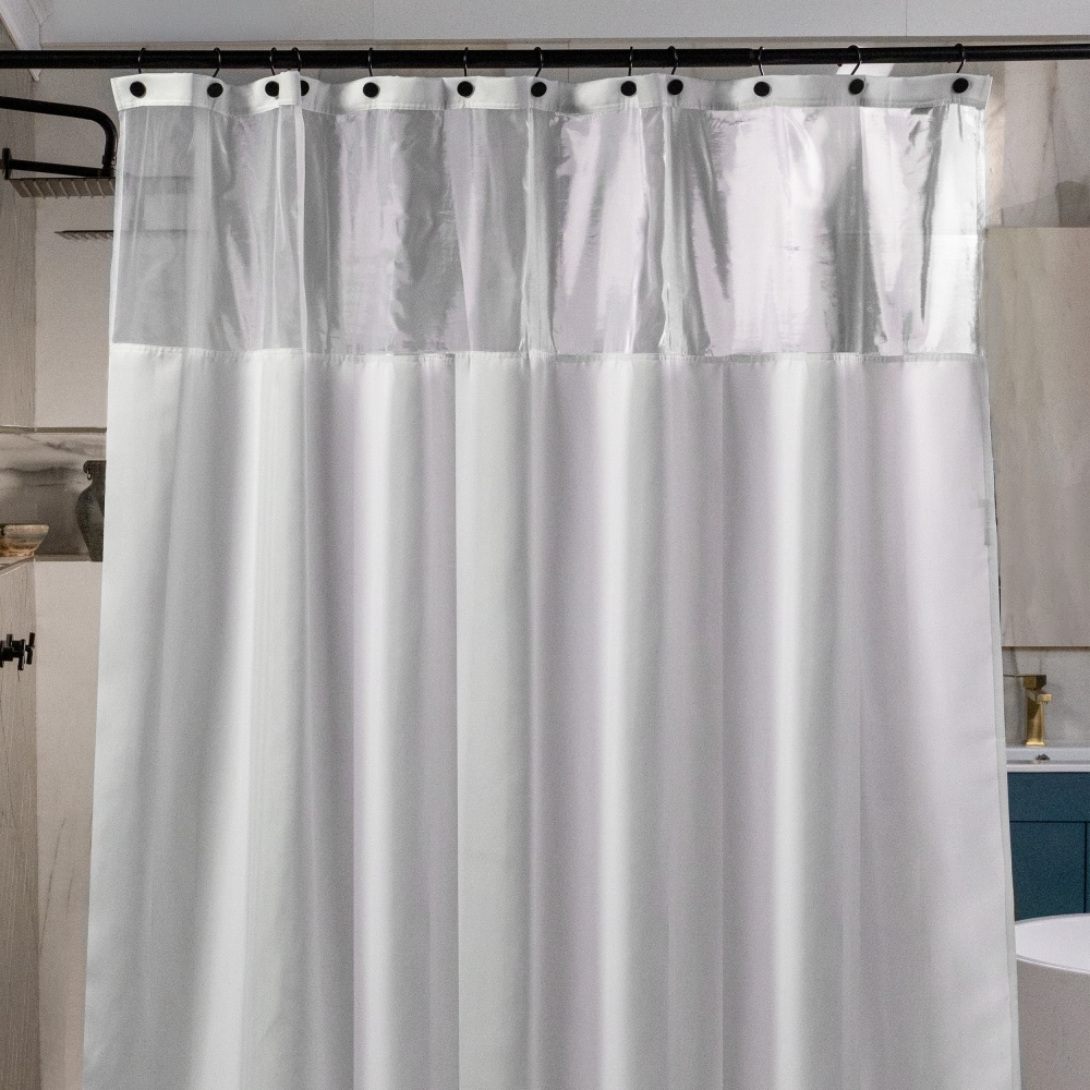23 Threads Shower Curtain, Herringbone GRS Polyester, Grommet, White, 72in x 72in, Case of 12 MPN:23TSC00006