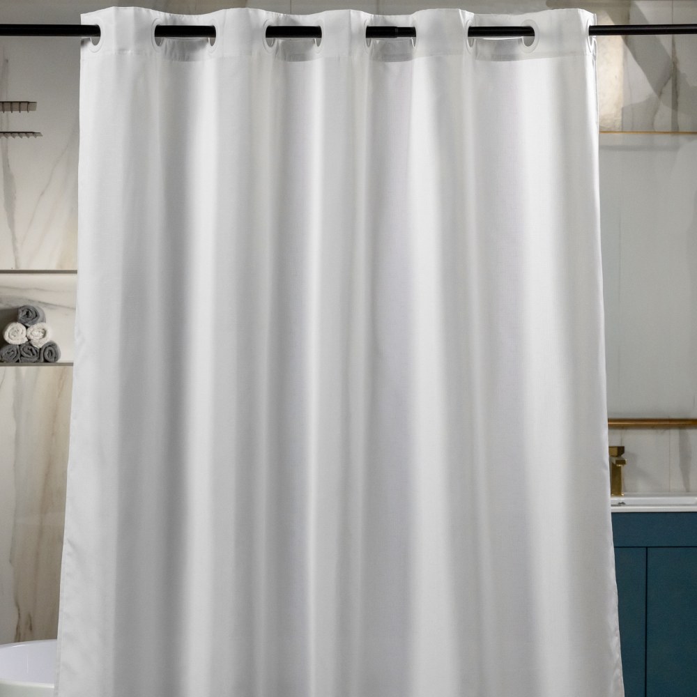 23 Threads Shower Curtain, Textured GRS Polyester, Hook-Free, White, 71in x 74in, Case of 12 MPN:23TSC00007