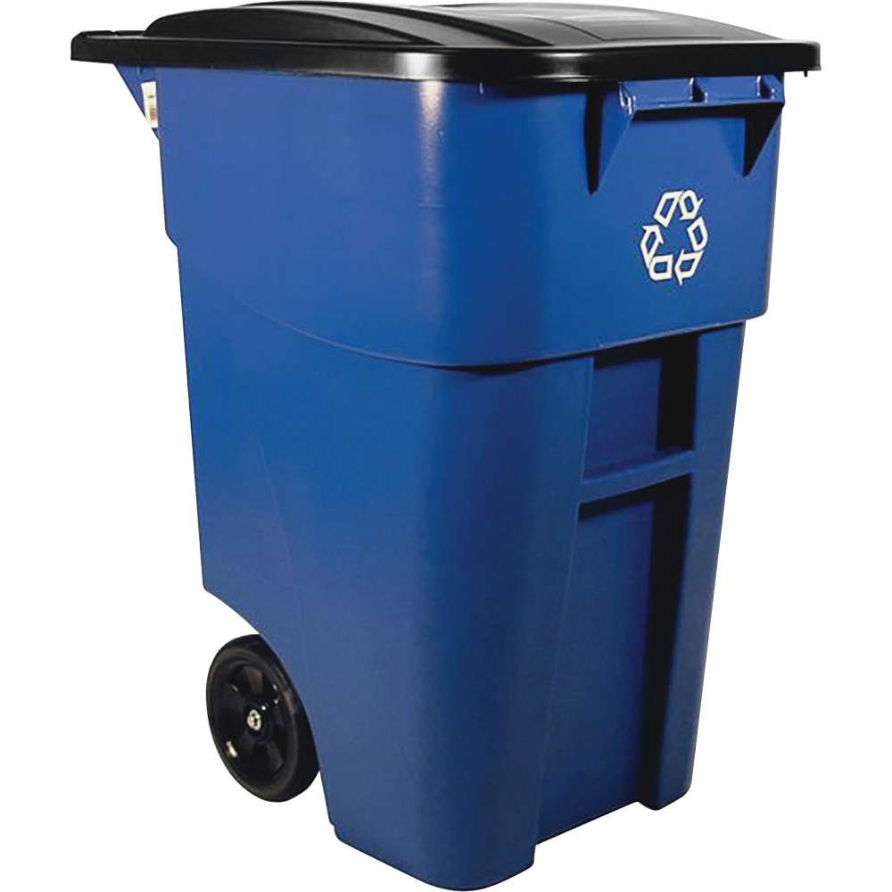 Rubbermaid Commercial Brute Recycling Rollout Container - Swing Lid - 50 gal Capacity - Rectangular - 9W2773BECT MPN:9W2773BECT
