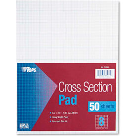 Cross Section Pad 8-1/2 x 11 8 Squares/Inch 20-lb. 50 Sheets/Pad TOP35081***