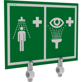 Hughes® Universal Safety Shower Eye & Face Wash Sign w/ Steel Brackets PVC 16
