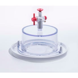 Bel-Art Clear Polycarbonate Mini Vacuum Desiccator with White Polypropylene Bottom 0.02 cu. ft. 410990000