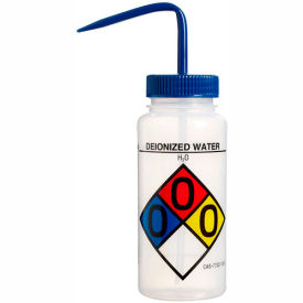 Bel-Art LDPE Wash Bottles 117160003 500ml Deionized Water Label Blue Cap Wide Mouth 4/PK 11716-0003