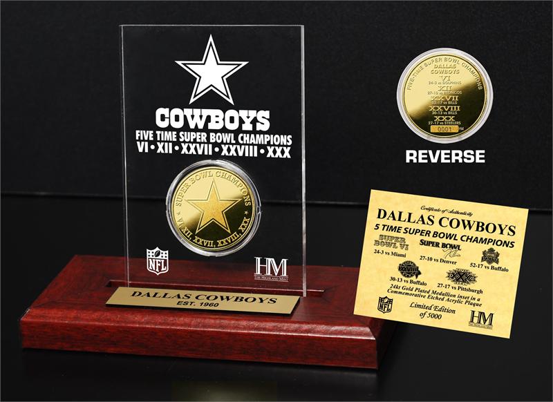 Dallas Cowboys 5x Super Bowl Champs Gold Coin with Acrylic Display MPN:DCSBACRYLK