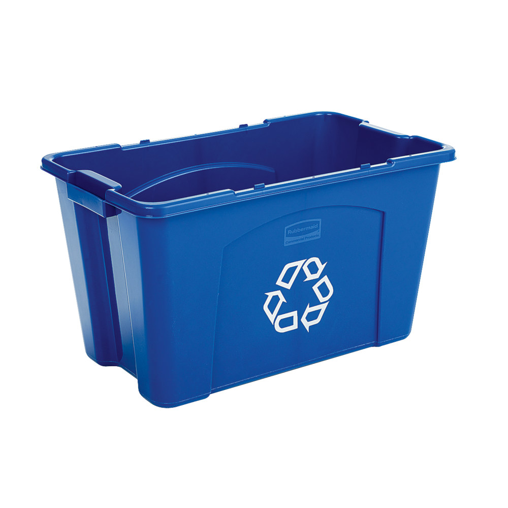 Rubbermaid Commercial Rectangular Polyethylene Stacking Recycle Bin, 18 Gallons, Blue MPN:571873BE