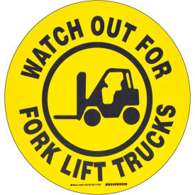 Brady® Floor Watch Out For Fork Lift Trucks Sign Yellow/Black Polyester 17