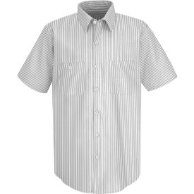 Red Kap® Men's Industrial Stripe Work Shirt Short Sleeve White/Charcoal Stripe M SP20 SP20CWSSM
