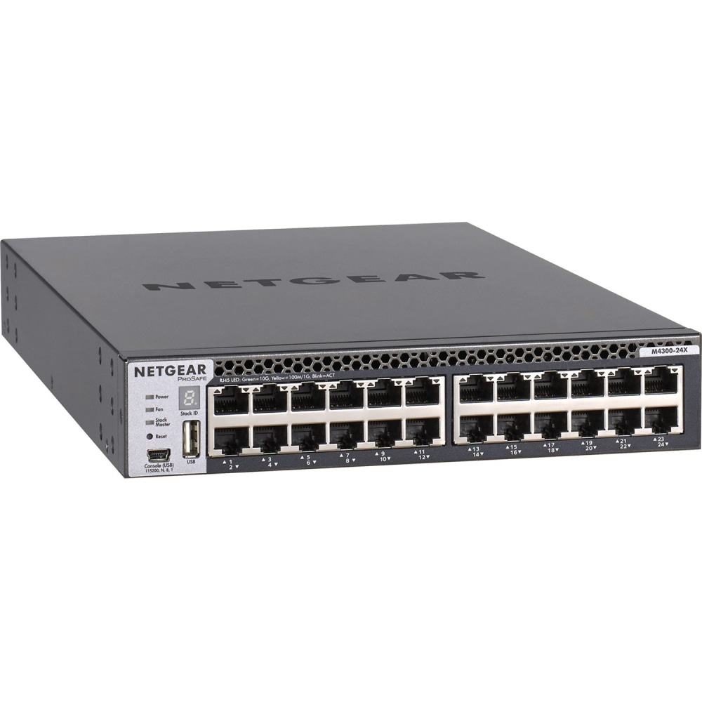 Netgear ProSafe M4300 24G Managed Switch 24x 10GbE - 24 Ports - Manageable - 10GBase-T, 10GBase-X - 4 Layer Supported - XSM4324CS100NES MPN:XSM4324CS-100NES