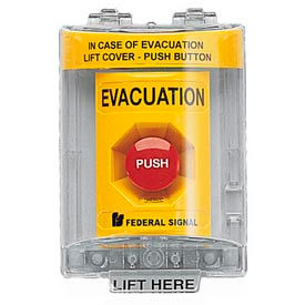 Push Station With Sounder And Cover Evacuation Yellow PSEVSC-Y