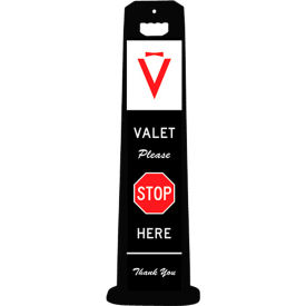 Plasticade 4100-BK-PARK7 Compact VALET STOP HERE Sign For Parking Lots Black 4100-BK-PARK7