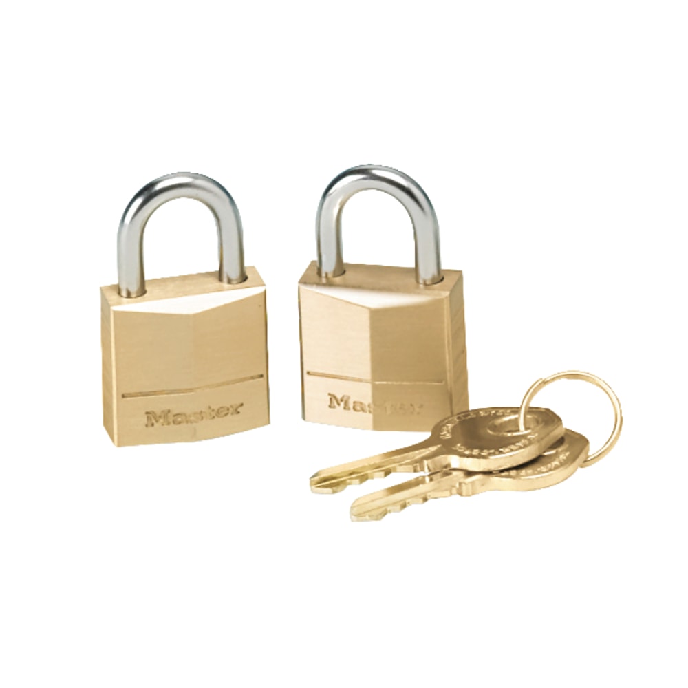 Master Lock Three-Pin Brass Tumbler Locks - 0.16in Shackle Diameter - Brass - 2 / Pack MPN:120T