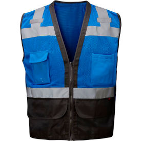 GSS Enhanced Visibility Premium Heavy Duty Vest w/ Multi Pockets L/XL Blue 1203-LG/XL