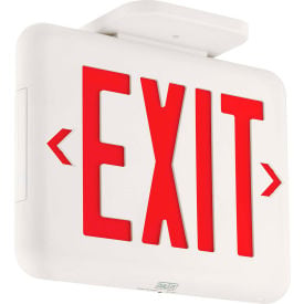 Hubbell EVEURWEI Compact Arch. LED Exit White w/ Red Letters w/Battery Back-up Self-Diagostics EVEURWEI