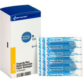 First Aid Only FAE-3041 SmartCompliance Refill Fingertip Metal Detectable Bandages Blue 20/Box FAE-3041