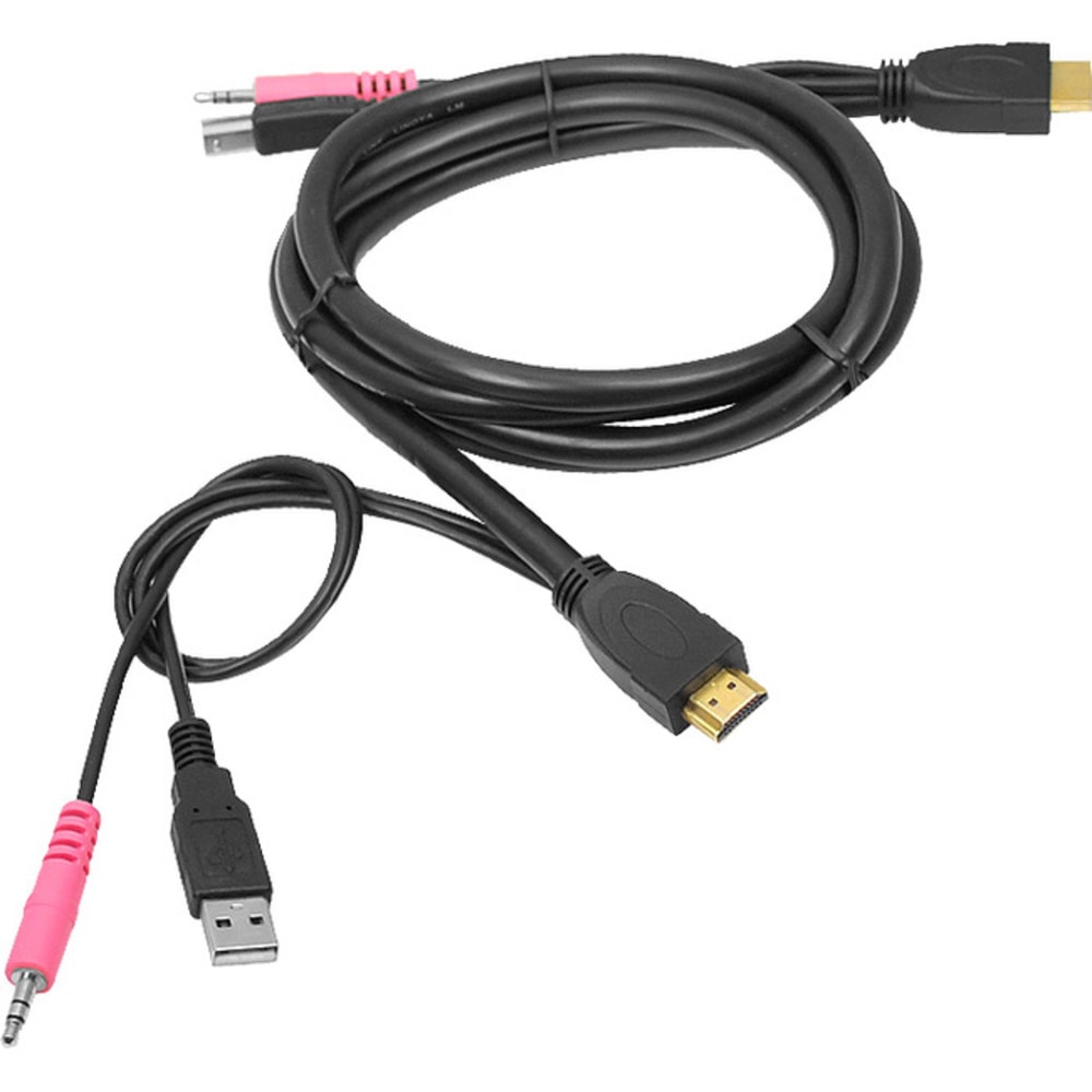 SIIG USB HDMI KVM Cable with Audio & Mic - 1 Pack - 1 x HDMI Male Digital Audio/Video, 1 x Type A Male USB, 1 x Mini-phone Male Audio - 1 x HDMI Male Digital Audio/Video, 1 x Type B Male USB, 1 x Mini-phone Male Audio (Min Order Qty 4) MPN:CE-KV0211-S1