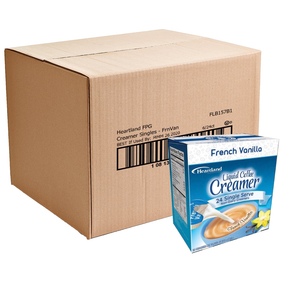 Heartland Creamers, 0.37 Oz, French Vanilla, Box Of 24 Creamers, Case Of 6 Boxes MPN:FLB157B0
