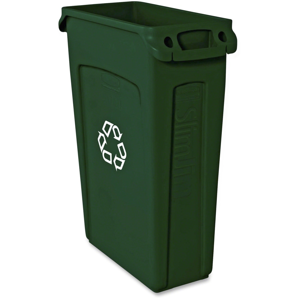 Rubbermaid Commercial Slim Jim Waste Receptacle, 23 Gallons, Green MPN:FG354007 GRN
