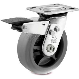 Bassick Prism Stainless Steel Total Lock Swivel Caster - Thermal Plastic Rubber - Flat Tread - 4