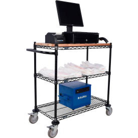 Nexel® 3 Shelf POS Cart Black Epoxy 36