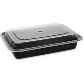 Pactiv Evergreen VERSAtainer Microwavable Container 28 oz. Capacity Black/Clear 150/Carton NC868B